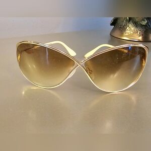 Tom Ford Elegant Gold and Cream Sunglasses